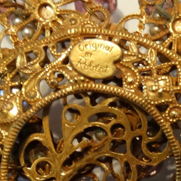 ORIGINAL BY ROBERT Rhinestone Parure Brooch Matching Earrings Set Vintage 1950s - Picture 3 of 5